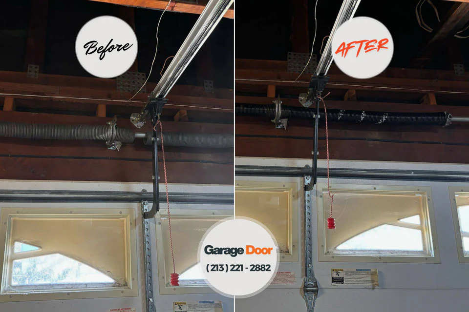 Before and after: garage door repair Shinnecock Hills, NY